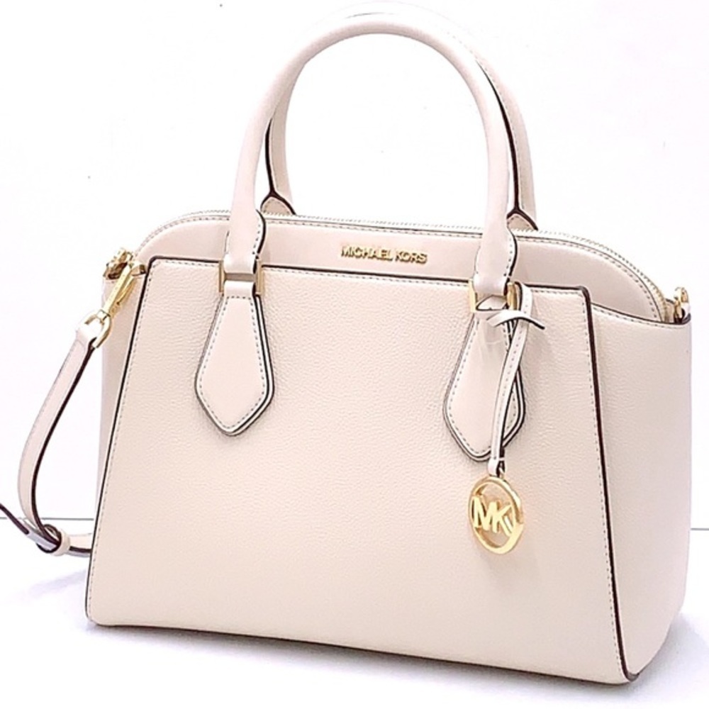 Michael Kors Daria Large Satchel Bag Leather Light Cream